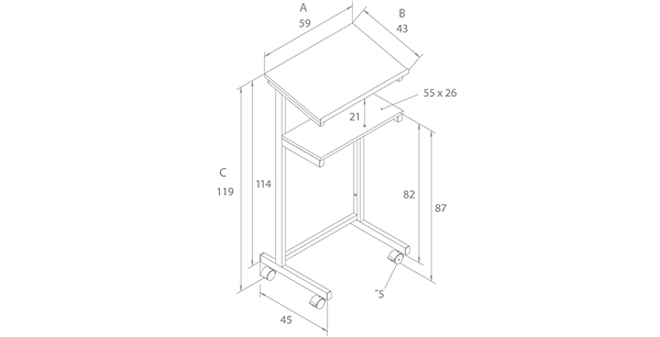 PF05 - technical drawing - dimensions