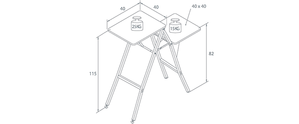 Stolik pod projektor Gigant - rys. techn. - wymiary