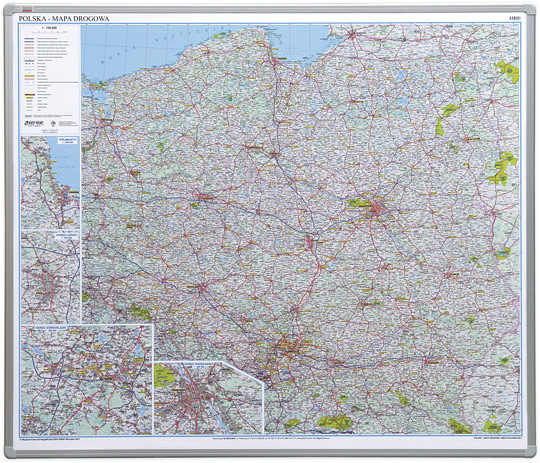 Tablica mapa drogowa Polski, w ramie aluminiowej officeBoard
