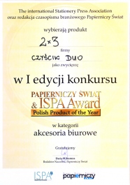 Czyścik Duo firmy 2x3 SA zwycięzcą w konkursie "Polish Product of the Year" Papierniczego Świata i ISPA